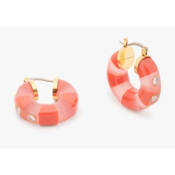 Kate Spade Seeing Stripes hoop earrings NWT - Picture 1 of 8